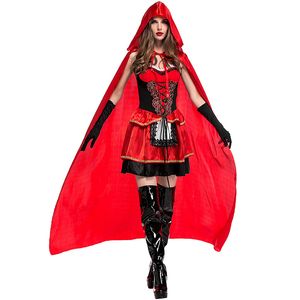 Recién llegado, disfraz de Caperucita Roja elegante para mujer, disfraz de fantasía para Halloween, vestido de fiesta con capa M XL