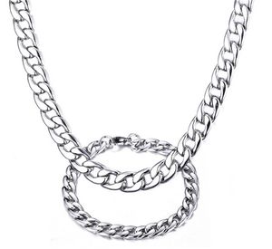 Nouvelle arrivée fantastique argent 6 mm / 8 mm en acier inoxydable Fashion Soft Nk Curb Link Chain Collier Bracelet Bijoux pour Unisexe