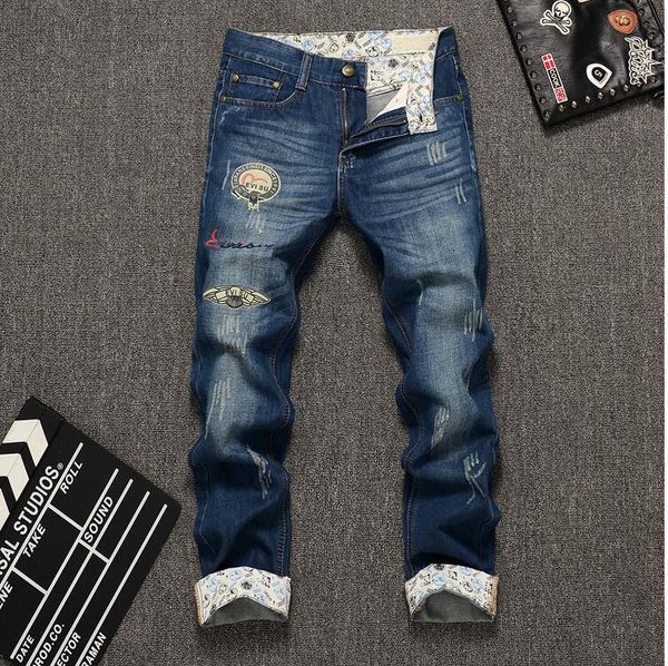 Nieuwe Collectie Mode Heren Jeans Merk Casual Donkerblauw Mid Denim Broek Grote Maat Rechte Volledige Lengte Skinny Jeans Mannen Katoen