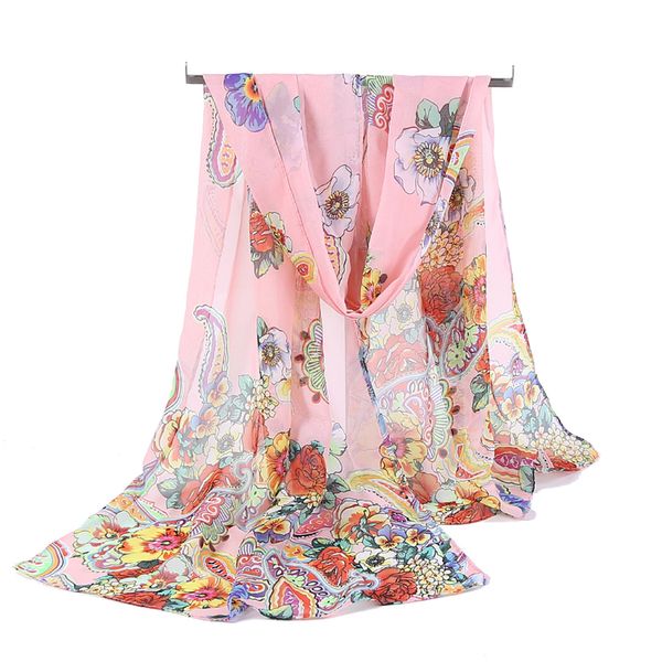 Nouvelle arrivée mode femmes écharpe noix de cajou fleur imprimé mousseline de soie foulards minces longs châles automne et hiver hijab wraps Beach Cover