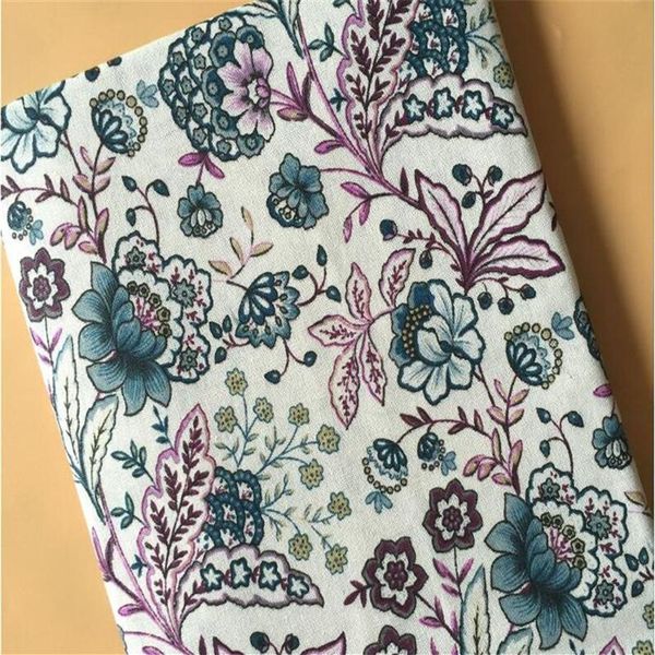 Tissu en toile imprimé Floral, en coton et en lin, pour Patchwork, matériel de couture et de Quilting, fait à la main, 279A, nouvel arrivage