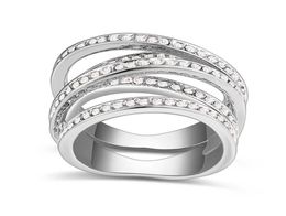 Bagues de mariage en spirale nickelées, design de marques célèbres, faites avec des éléments autrichiens en cristal, cadeau 5267767, nouvel arrivage