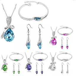 Aankomst voor Nieuwjaar Oostenrijk Zirkoon Crystal Armband, Oorbellen Ketting Sieraden Sets Diamond Schoen Sieraden HJ234