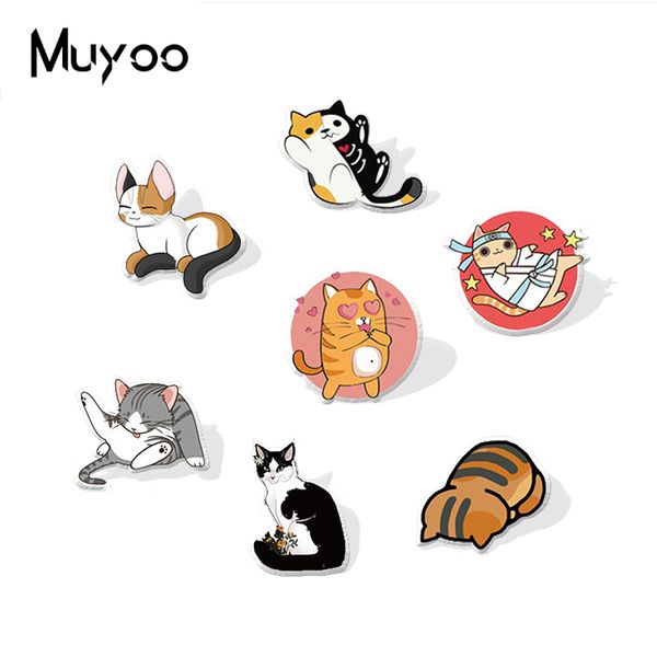 Nueva llegada divertido Anime dibujos animados animales gato gatitos acrílico solapa pines resina epoxi insignia Pin regalos