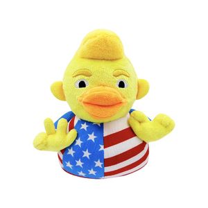 Recién llegado, divertido pato Trump, bandera americana, muñeco de peluche de dibujos animados, pato de peluche