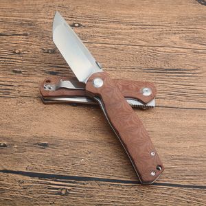 Nieuwe aankomst G3501 Pocket Folding Knife D2 Satin Tanto Point Blade CNC Bruine G10/roestvrijstalen plaathandgreep Ballager Outdoor EDC Folder Knives