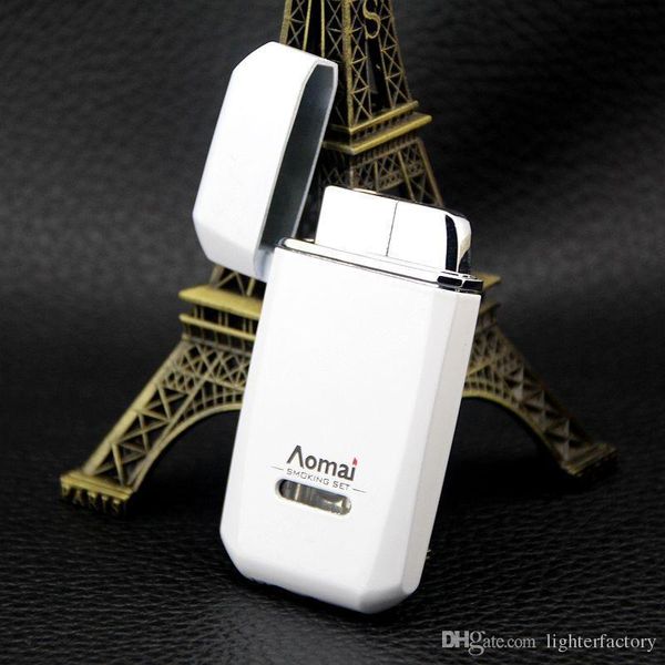 Nouvelle Arrivée Véritable Aomai Compact Jet Butane Briquet Torche Octogone Rouge Flamme Métal Coupe-Vent Briquet Peut Imprimer Logo