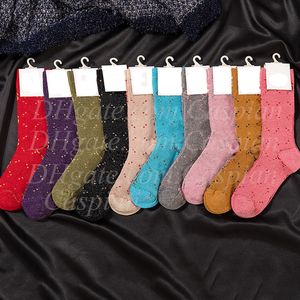 Multicolor Glitter Letter Socks for Kids, Stamp Tag Included, 10 Pairs Per Lot, Polyester