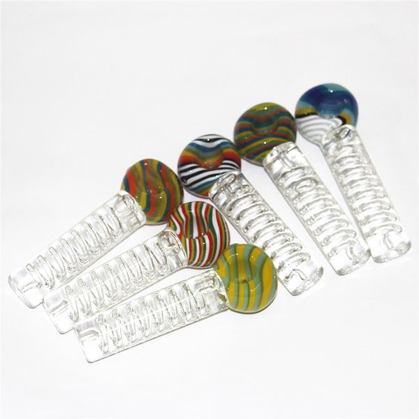 Glicerina Fumar Pyrex Oil Burner Pipes Glass Mano cuchara pipa Tabaco Dry Herb dab rig bubbler silicona bong