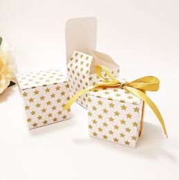 Nouvelle arrivée Boîtes-cadeaux à rayures en or Arrivée Boîte à cookies Candy Cracker pour emballage Événement de mariage Fournitures de fête 20 / 50pcs