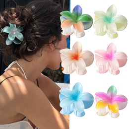 Nieuwe aankomst gradiënt Pearl Glitter Kleur Bloem Haarclip Groothandel Zoete Ei Floem Plastic Haar Clip Hawaii Beach Vakantie Vrouwen Girl Hair Accessoires 014