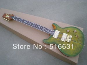 Recién llegado, diapasón de pájaro verde y amarillo, guitarra eléctrica, envío gratis, guitarra con hardware dorado