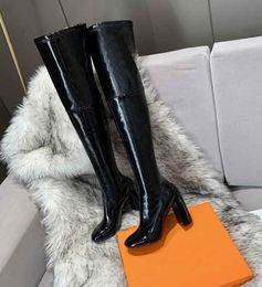 Nueva llegada H Womens High Heel 9CM Rodilla Real Leather Knight Winter Thigh-High Boots Tamaño 35-41