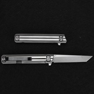 Nieuwe aankomst H1602 Flipper Vouwmes D2 Stone Wash Tanto Blade Roestvrij stalen handvat Outdoor Camping Wandelen EDC Pocket Folder Knives