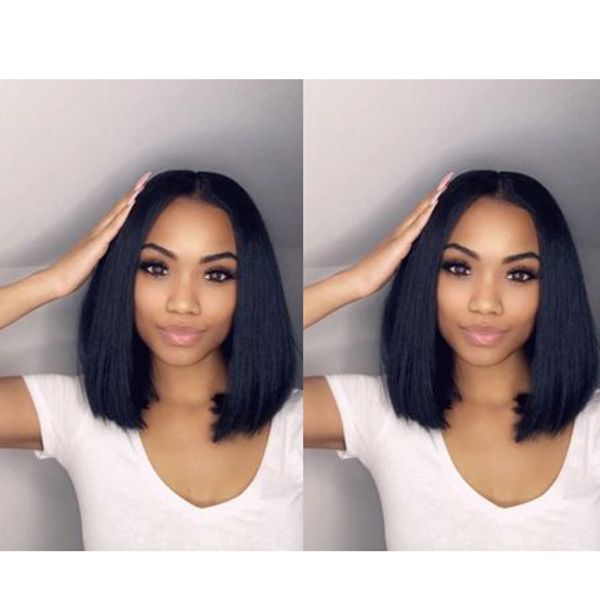 nouvelle arrivée coiffure femme douce courte bob perruque droite africaine Ameri doux simulation de cheveux brésiliens cheveux humains courte perruque de style bob