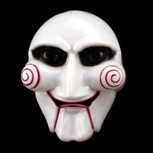 Nueva llegada Fiesta de Halloween Cosplay Sierra Máscara de marionetas Disfraz de mascarada Billy Jigsaw Props Máscaras Ambiente festivo Suministros X0803