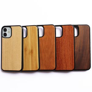 Shell de boîtier de téléphone en bois pour iPhone 15 14 13 12 11 Pro Max XR XS x 7 8 Plus White Maple Bamboo Bamboo Rosewood Walnut Wood