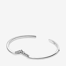 Hoge Pools 100% 925 Sterling Silver Tiara Wishbone Open Bangle Mode Bruiloft Engagement Sieraden Maken voor Dames Geschenken