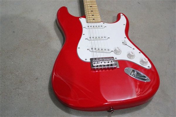 Guitare électrique rouge de haute qualité, corps en tilleul, manche en érable, matériel chromé, nouvel arrivage