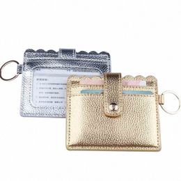 Nouvelle arrivée High Quanlity Simple Bright Pu Leather Contacte Holders Women Pu Zipper Change Purse Girls Mini Card Card Sac cadeau V8X3 #