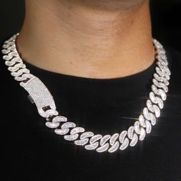 Nouvelle arrivée Hip Hop Mossanite Cuban Chain Bijoux de 15 mm S925 Sterling Silver VVS Baguette Moisanite Cuban Link Chain pour hommes