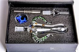 Glazen Bong Set Black Geschenkdoos met Titanium Nail Hecky Oil Rigs Stro Concentrate DAB Stro Glas Oliebrander Pijp