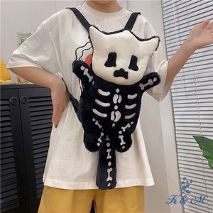 Nouveauté vente chaude joyeux Halloween petit fantôme crâne noir sac à dos en peluche sac à bandoulière poupée mignon dessin animé cadeau