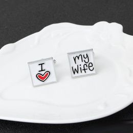 Nieuwe Collectie I Love My Wife Manchet Links Mannen Shirt Charm Manchetknopen Bruiloft Sieraden Gratis Verzending