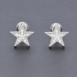 Nieuwe Collectie Iced Out Cubic Zirconia Pentagram Stud Oorbellen Mens Womens Vergulde Stud Oorbel Hip Hop Rapper Sieraden Geschenken voor Jongens Meisjes