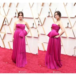 Nieuwe aankomst Idina Menzel 92e Oscar Awards Red Carpet Dresses Strapless Pleats Sashes Floor Lengte Formele jurk avondjurken 0430