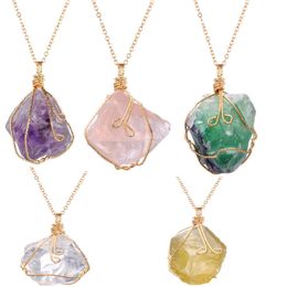 Onregelmatige natuurlijke kristallen steen energie hanger kettingen met 18 inch ketting voor vrouwen meisje mannen partij club decor sieraden