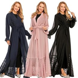 Nieuwe Collectie Islmaic kimono peignoir Moslim Abaya Mooie open Kaftan Jurk Turkije Hijab Abaya Islamitische Kleding Leuke Ontwerp F1718218N