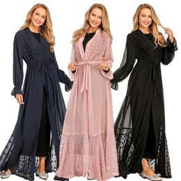 Nouvelle arrivée Islmaic kimono peignoir musulman Abaya belle robe caftan ouverte Turquie Hijab Abayas vêtements islamiques Design mignon F1718268D