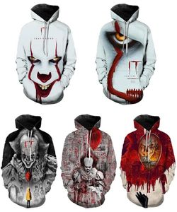 Nouvelle Arrivée IT Chapitre Deux Film Pennywise Clown Stephen King 3D À Capuche Hommes Mode Personaity Hip Hop Cool Pull Sweatshirts2963694