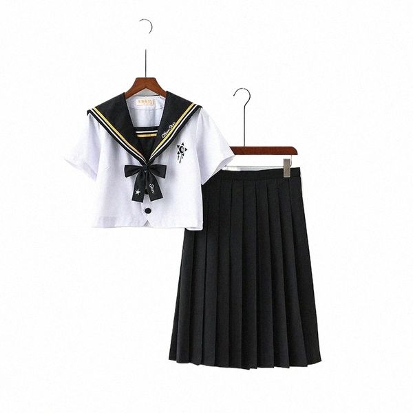 Nouvelle arrivée japonaise JK définit l'uniforme scolaire filles mignonnes brodées automne lycée femmes nouveauté marin costumes uniformes XXL A0Fx #