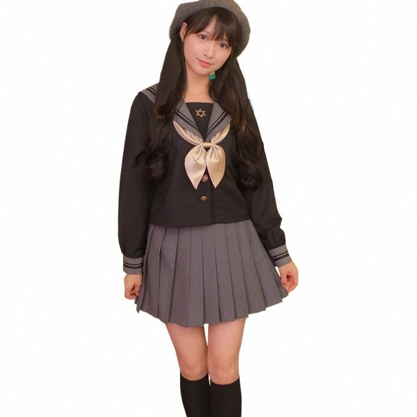 Nouvelle arrivée japonaise JK définit l'uniforme scolaire filles Sakura brodé automne lycée femmes nouveauté marin costumes uniformes XXL Y0rg #