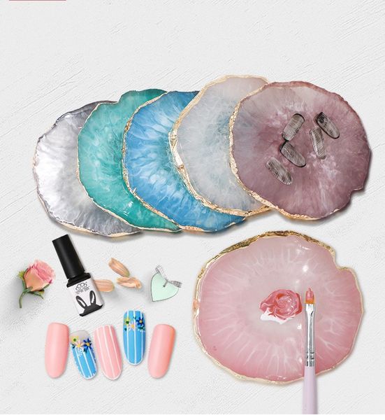 Nouveauté Style japonais ongles doré Agate pièces résine Agate Palette de couleurs pour Nail Art affichage Photo accessoires