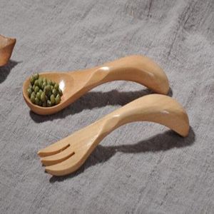 Vaisselle en bois massif de Style japonais, jolie cuillère fourchette en bois pour enfants, livraison gratuite, nouvel arrivage