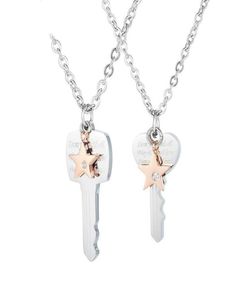 Nouvelle arrivée Key Lock Collier Pendant Couple Lover Wedding Bijoux Femmes Femmes Men Collier Key of Life Bling Rhinaistone Hip Hop Jewel6248558