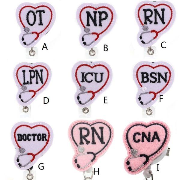 Nouvelle arrivée Anneaux de clés interchangeables supports d'identification médicale avec infirmière nom de carte étiquette rétractable badge alligator clip3091