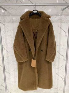 Manteau XLong marron MMAX teddy alpaga, doublure en fourrure, lettre 1951, col à revers, manteau d'hiver à double boutonnage