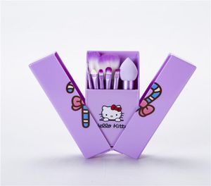 Nouveau brusque de maquillage de kitty d'arrivée 8 pièces Brushes de maquillage professionnels Kit Kit rose violet bleu rapide 7131273