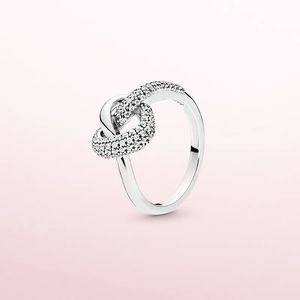 Nouveauté bague coeur noué boîte originale pour 925 en argent Sterling CZ diamant femmes cadeau de mariage bijoux anneaux ensembles