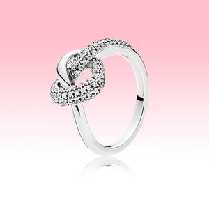 Nouvelle arrivée Bague coeur noué femmes bijoux d'amour de mariage pour Pandora 925 bagues de fiançailles en argent sterling filles avec boîte d'origine