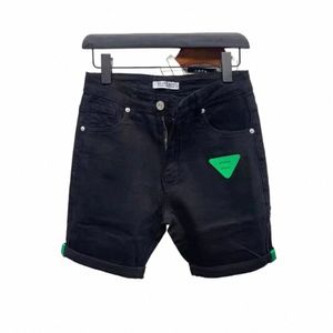 Nieuwe Collectie Koreaanse Stijl Kleding Cowboy Luxe Mannen Slanke Denim Jeans Voor Zomer Fi 2023 Zwart Lederen Patch Jeans shorts Z7EI #