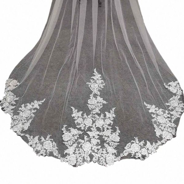 Nouveauté Voile de dentelle avec peigne Blanc Ivoire Cathédrale Voile de mariage Un niveau 3M Lg 2.3M de large Voile de mariée Accessoires de mariage 65LD #