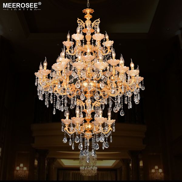 Grand Lustre Lumière Cristal Or Lampes Suspendues Montage Lustres de Cristal pour Restaurant Hôtel Projet Luminaires Abajur Intérieur Éclairage Domestique