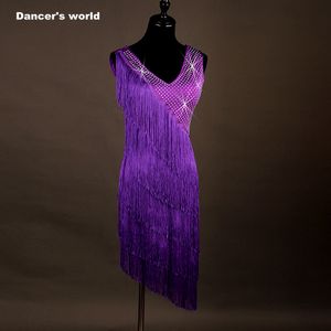 Robe de danse latine pour femmes et filles, vêtements de danse avec pompon, Salsa, Samba, Tango, Costume de concours de salle de bal, Top325w, nouvelle collection