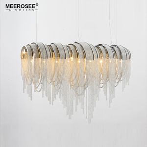 Nouvelle arrivée longue chaîne en aluminium lustre lumière intérieure en aluminium kroonluchter vintage pendentif lampe suspendue lustre pour hôtel projet maison