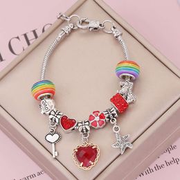 Nieuwe collectie Love Crystal Charm Kleurrijke Big Hole Bead Armband voor dames sieraden